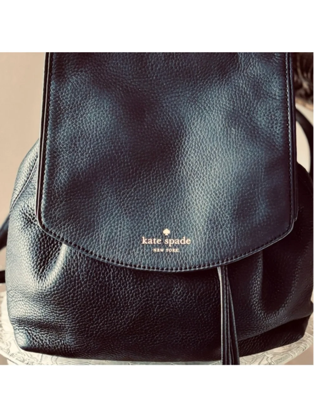KATE SPADE MULBERRY STREET SMALL BREEZY BLACK PEBBLED LEATHER BACKPACK EUC